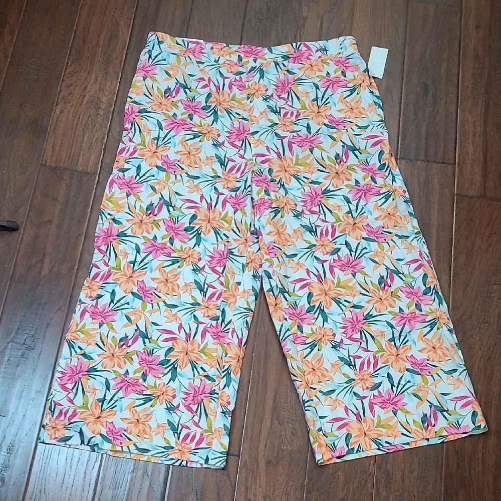 NWT Jessica Simpson Gardenia Blooming Canopy Linen Blend Wideleg Pants size XL